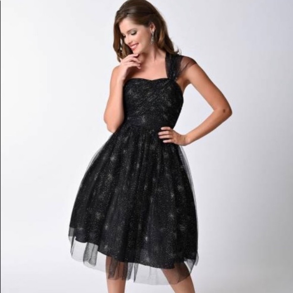 NWT: Unique Vintage One Shoulder Shimmer Dress